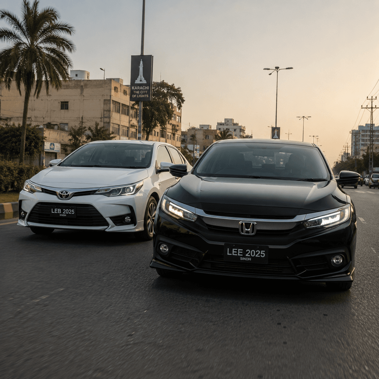 A Toyota Corolla and a Honda Civic from the Dream Car fleet